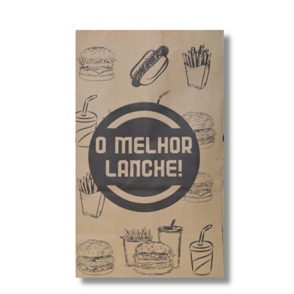 10 Pcts Saco Papel Semi Kraft Sos 10Kg 20x36x12Cm C/100Un Timbrado Embalagem Delivery Loja