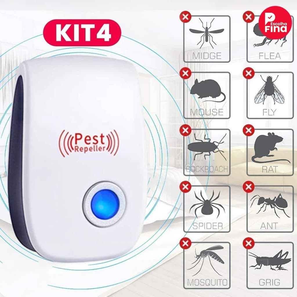 Repelente Eletrônico para Pragas Bivolt 110V/220V, Dispositivo de Controle Ambiental Seguro para Casa