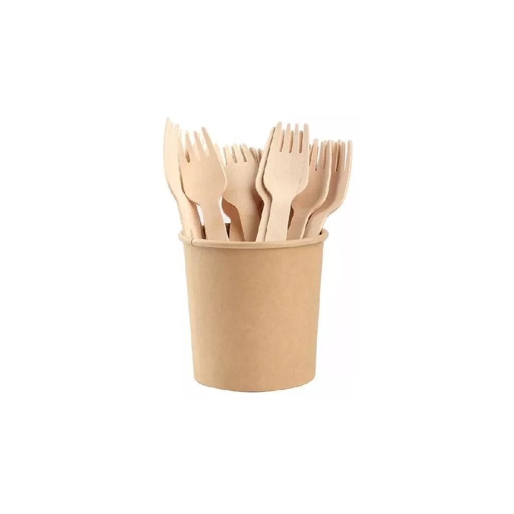 Garfo De Madeira Biodegradável Para Refeição 16cm 50u
