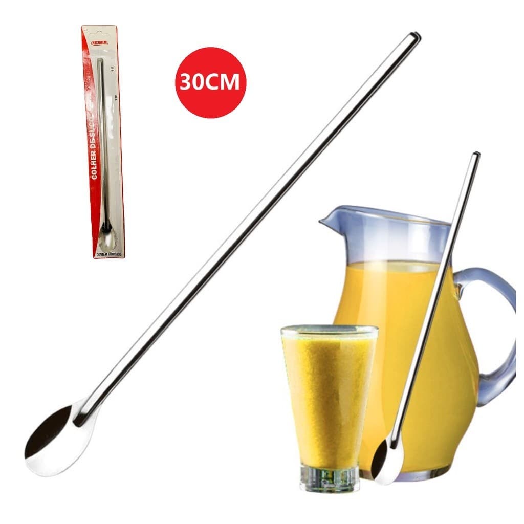 Colher Bailarina Para Suco Drinks Bebidas Barman Coquetel  Em Aço Inox 30 cm-NEW