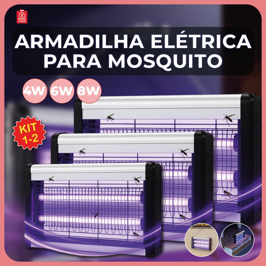 Armadilha Elétrica para Mosquito 40W 60W 80W Mata Insetos Luminária Led com Suporte para Parede