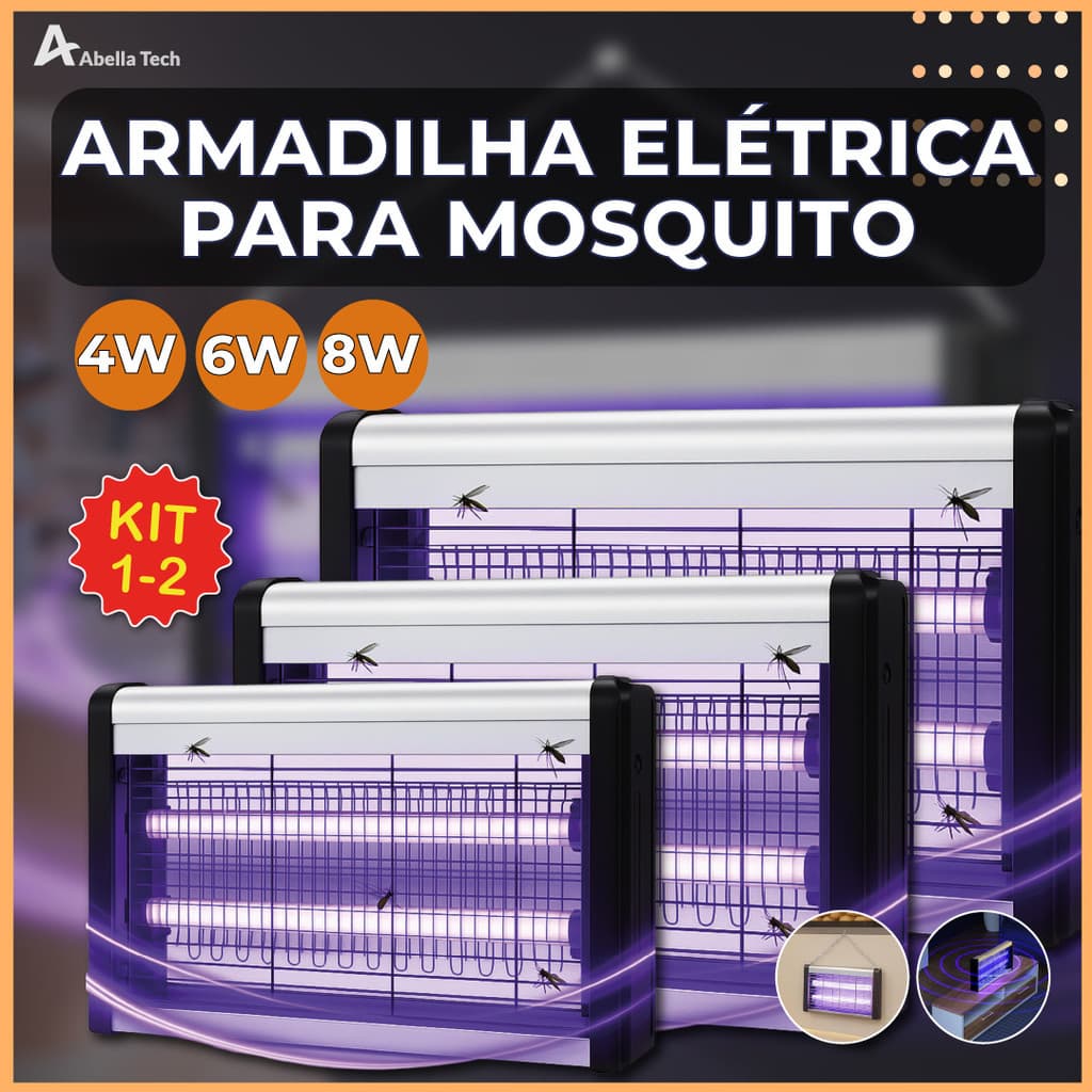 Armadilha Elétrica para Mosquito 40W 60W 80W Mata Insetos Luminária Led com Suporte para Parede
