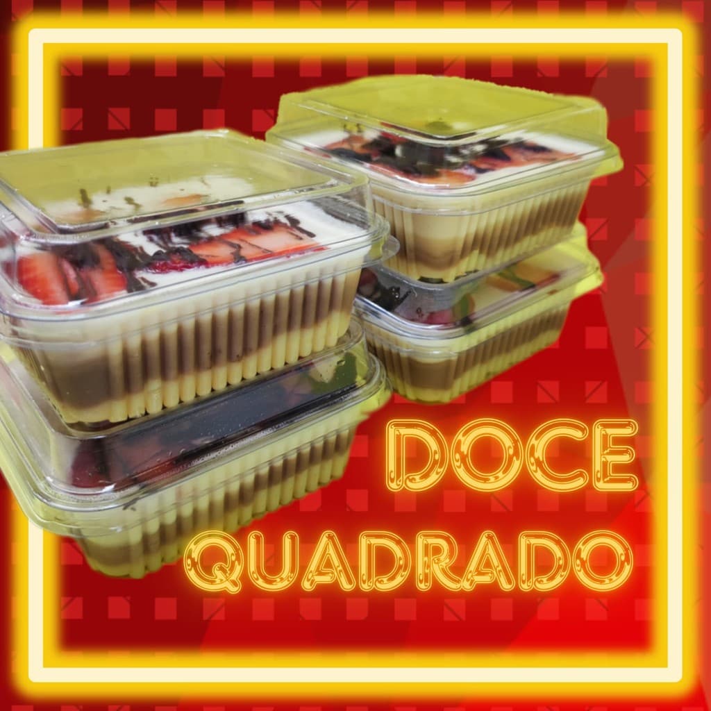 Embalagem Doce Quadrado Bolo no Pote 200ml Cristal Com Tampa Galvanotek G-650
