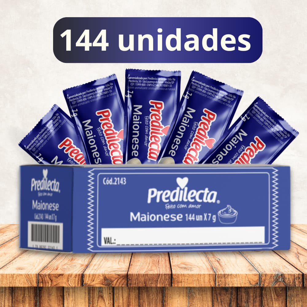 Maionese Sache Tradicional Predilecta 7g Caixa 144 Unidades Molho Lanches Fritas Pizza Padaria Lanchonete Eventos