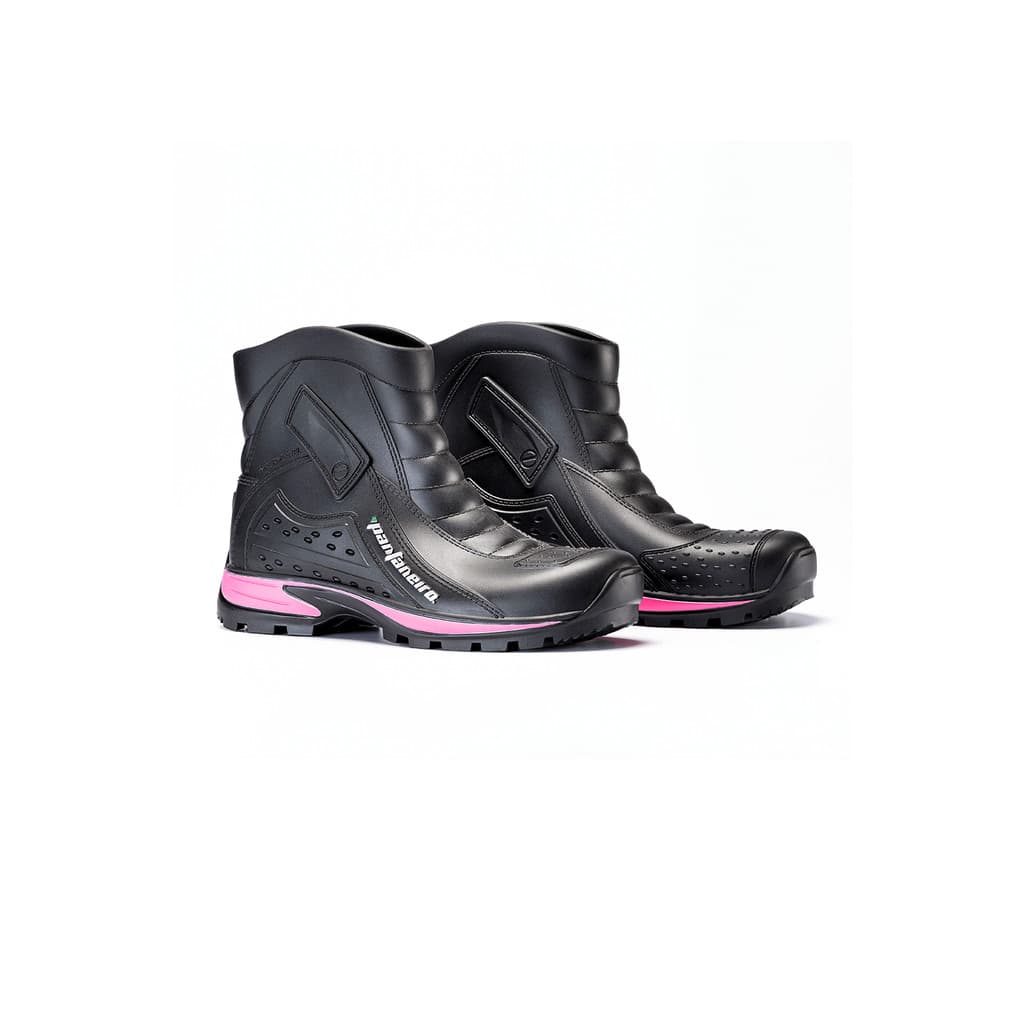 BOTA PANTANEIRO PVC IMPERMEAVEL CANO CURTO 360C PRETA ROSA PINK
