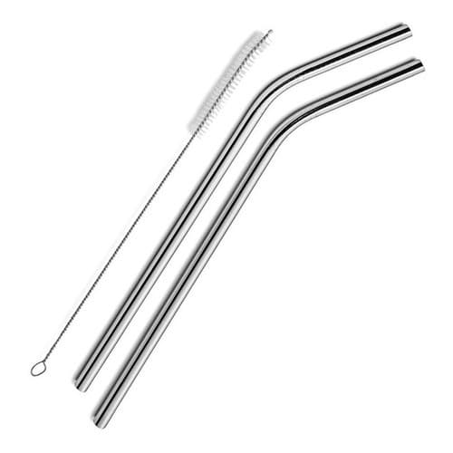 Kit 2 Canudos Em Aço Inox Reutilizável com Escova Higiênica