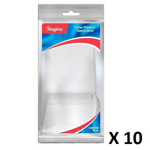 COLHER DESCARTÁVEL SOBREMESA BRANCA REGINA = 10pct COM 50un CADA = 500