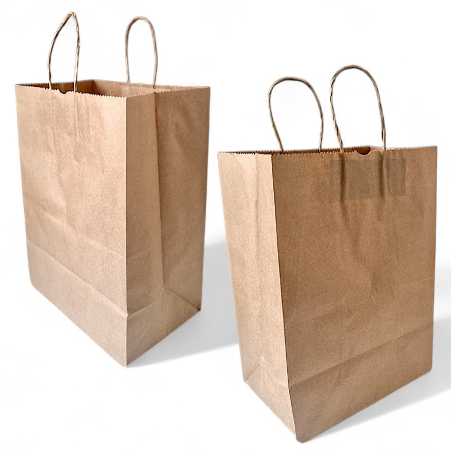 Kit 300 Sacolas Kraft 24x30x14 com Alça Torcida- Ideal para Delivery de Lanches e Refeições