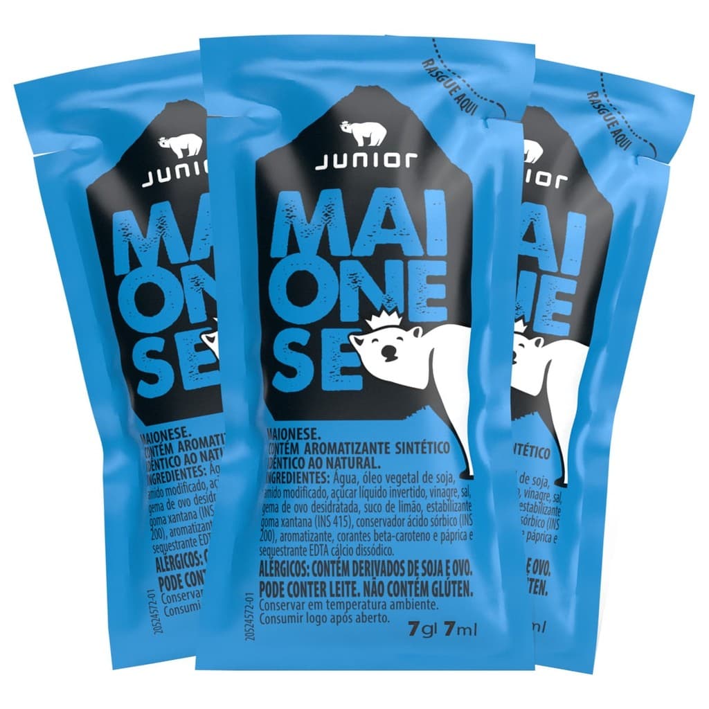 Maionese Junior Tradicional Sachê 7g Caixa com 160 Unidades
