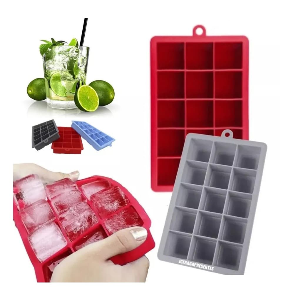 Forma de Gelo Retangular de Silicone para 15 cubos 30ml