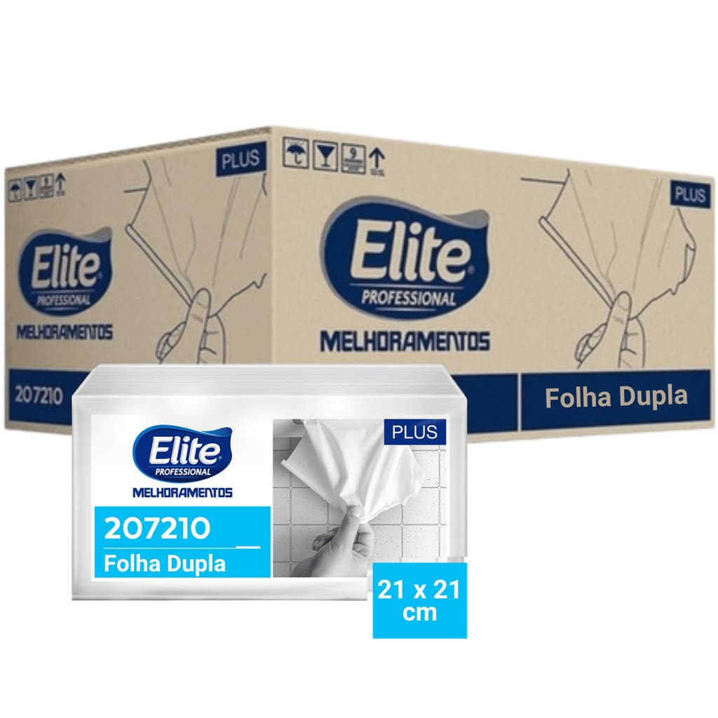 Papel Toalha Interfolhado Folha Dupla Elite Plus Kit com 12 Pacotes de 200 Folhas cada com 21X21cm Interfolha