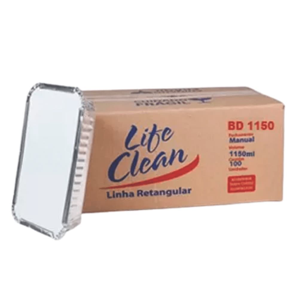 BANDEJA MARMITEX ALUMINIO RETANGULAR 1150ML C/100 LIFE CLEAN