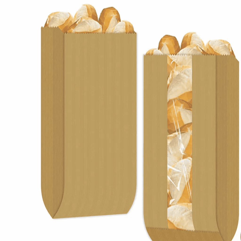 Saco Kraft de Papel com Visor para para Pães Alimentos Capacidade 7,5kg Alta Qualidades. Pacote com 100 Unidades