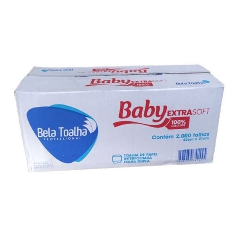 Papel toalha interfolha 2 dobras 100% Celulose folha dupla 22x21 com 2000 fls Baby