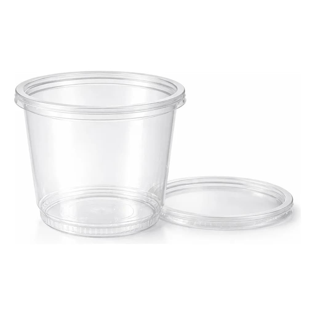 Kit Pote com Tampa 500ml 24un Microondas Freezer Marmita Delivery Refeição BPA Free Descartável