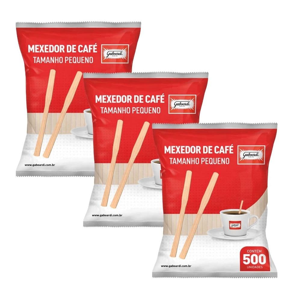 Mexedor de Café Bebida Chá Drink Curto Gaboardi 1500 Unidades Madeira Natural