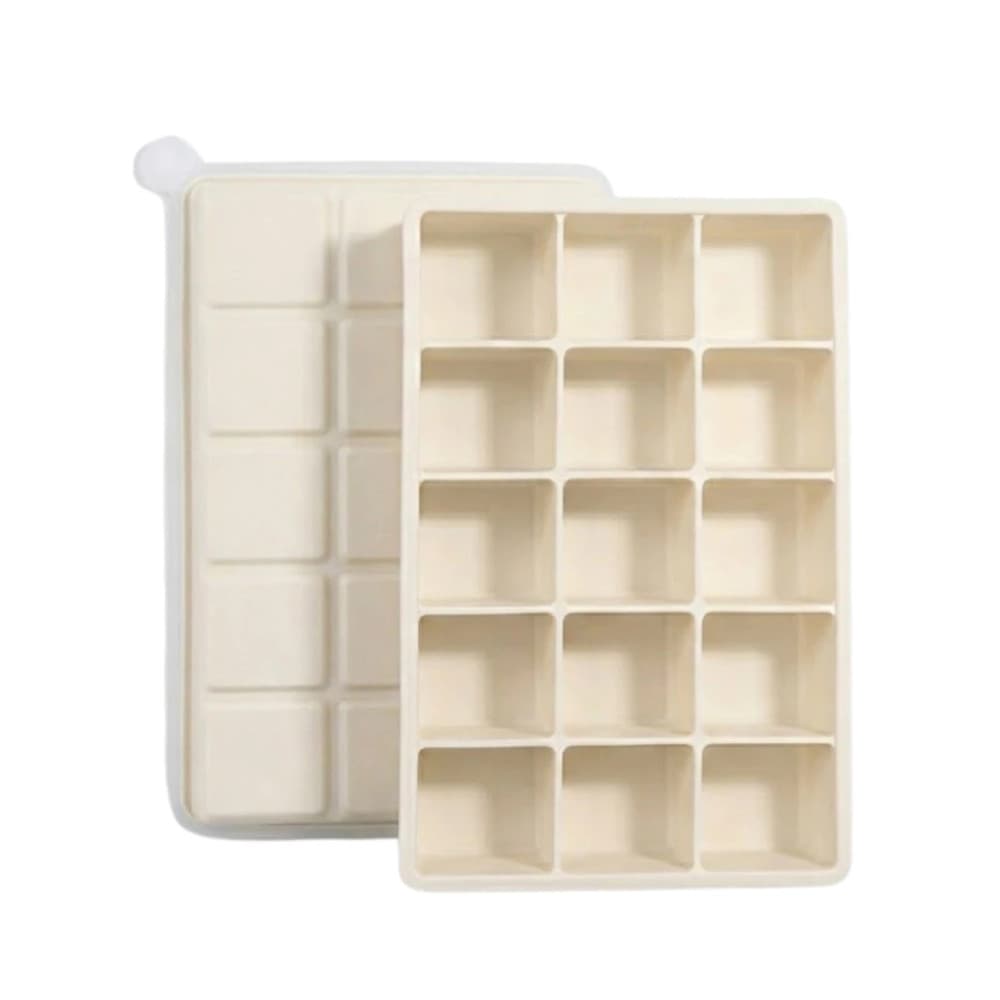 SYMEON Forma de Gelo Branca de Silicone C/ Tampa 15 Cubos Livre de BPA
