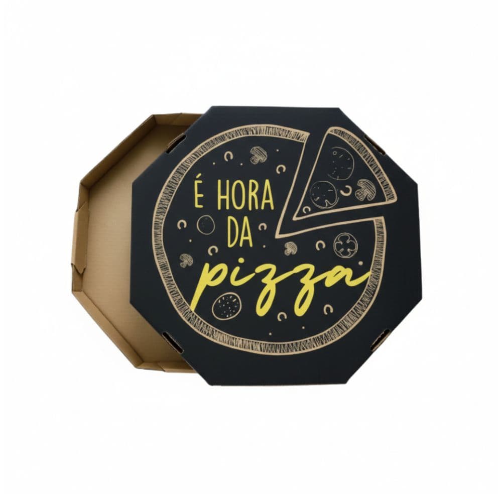 Pc c/25 Embalagem Pizza 20cm Papel Kraft Caixa De Pizza Brotinho Esfiha Doce Salgado Oitavada