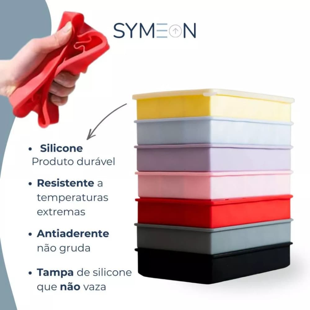 Forma de Gelo Luxo Silicone 18x12cm com Tampa 15 Cubos Livre de BPA Reutilizável Flexível Resistente