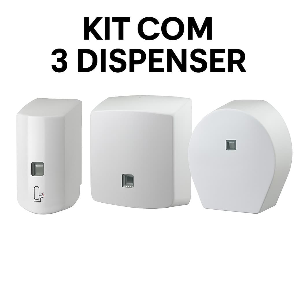 Kit 3 Dispenser Parede Suporte P/ Sabonete+Papel Toalha+Papel Higiênico rolo 300m Mazzo
