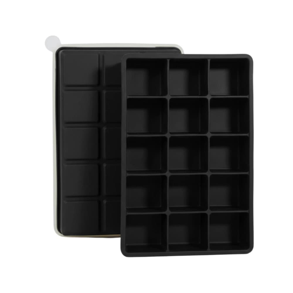 SYMEON Forma de Gelo Preta de Silicone C/ Tampa 15 Cubos Livre de BPA