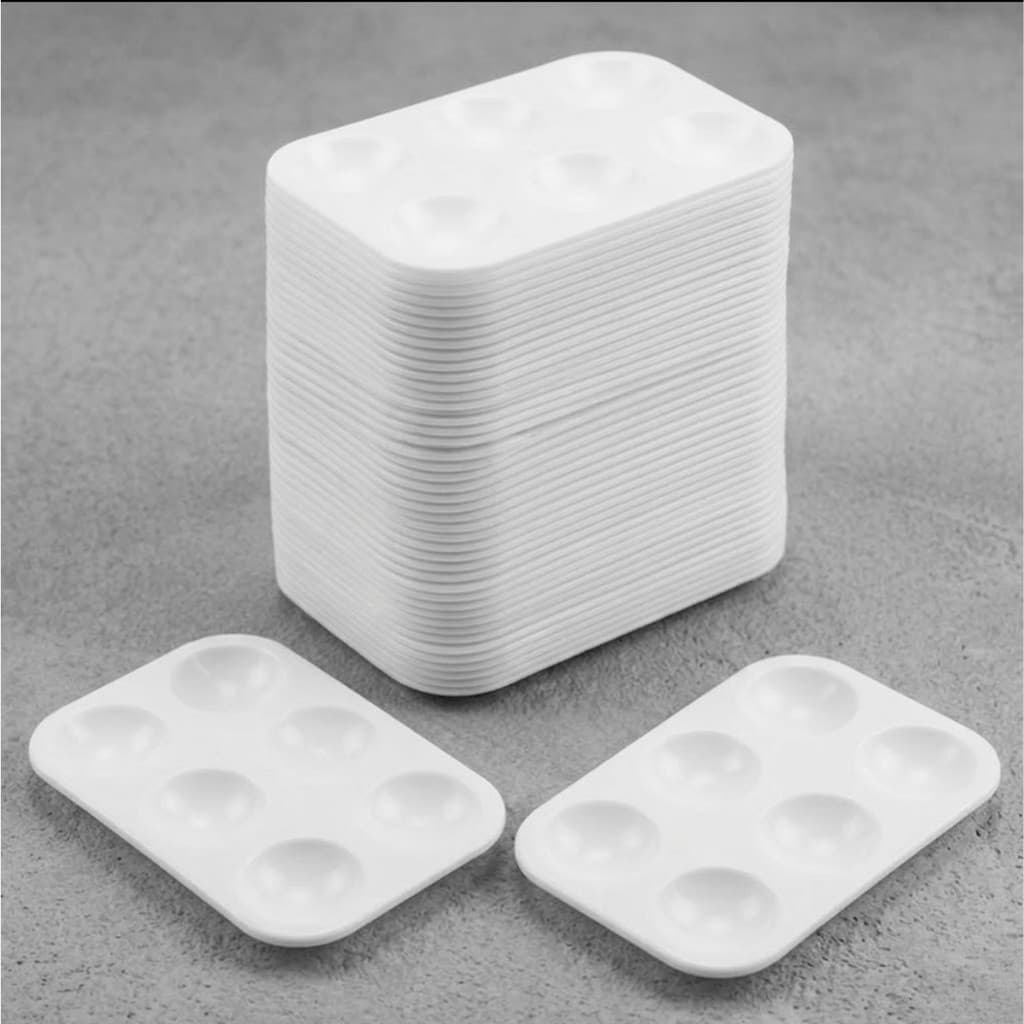 Kit 30 Bandejas Gode Plastico 6 Divisoes Para Pintura Em Biscoitos Mistura De Corante Alimenticio Confeitaria Doces