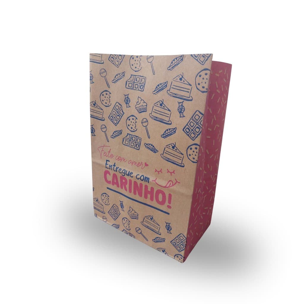 Saco Kraft 24X14,5X31 Delivery Impresso Entregue com Carinho 1000 Unidades