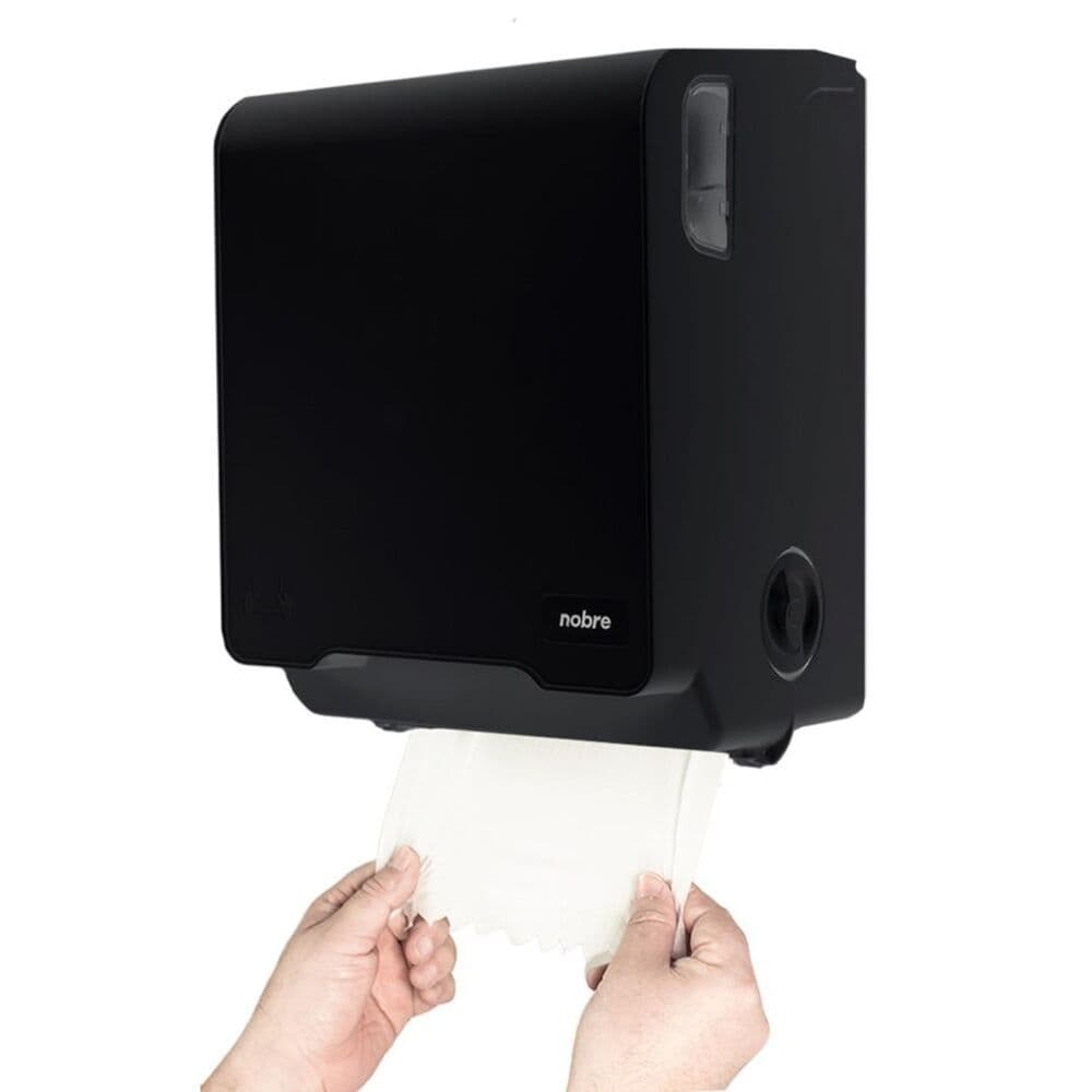 Dispenser Papel Toalha Bobina Autocorte Mecânico Preto Nobre Industrial Parede