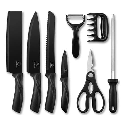 Kit Churrasco Profissional 8 Peças Jogo De Facas Inox Para Churrasqueiro Chef Cozinha