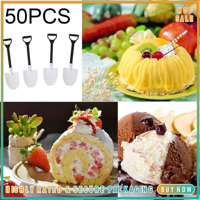 50 Pçs Plástico Descartável Mini Pá Colher Vaso Sorvete Bolo Para Crianças Sobremesa Chá Café Colheres Ferramentas De Co