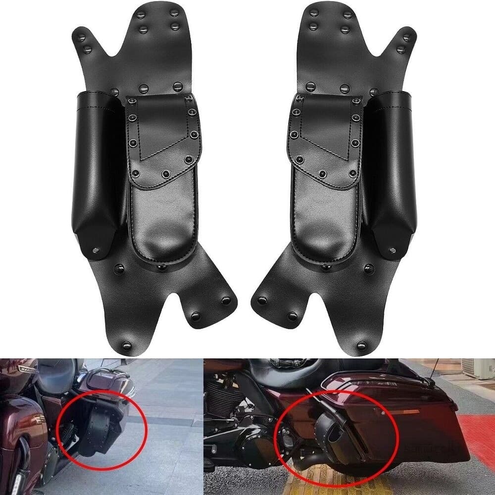 Alforje PU Para Motocicleta , Bolsa Barra De Colisão Com Suporte Garrafa De Água Harley Touring Electra Street Glide 83-