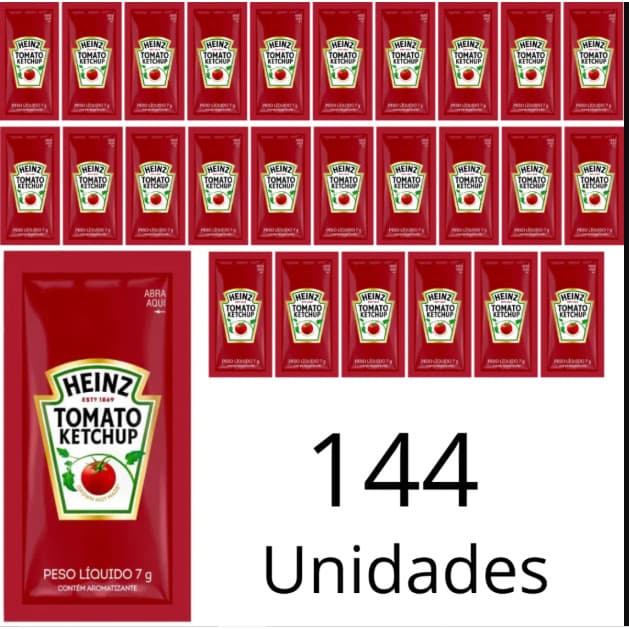 Ketchup / Molho - Heinz Sachê De 7g Caixa 144 Unidades - Lanches, Restaurantes, Hotéis, Motéis, Lanchonetes