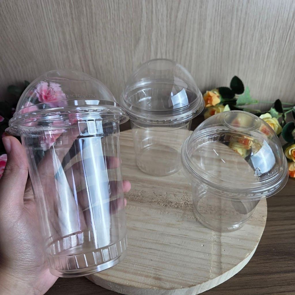 Copo bolha Transparente com Tampa Dome 10un 300ml 400ml 500ml Ideal para Milkshake e Açaí