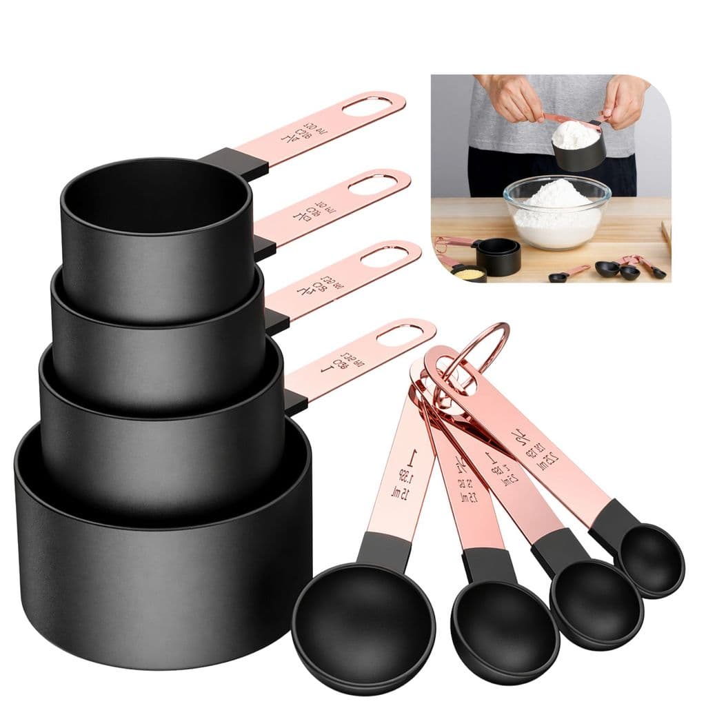 Conjunto Colher Xicaras Medidoras Com 8 Peças Inox Prático Colher Medidora Cozinha Alimentos