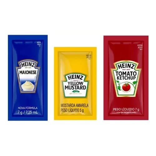 Kit Ketchup + Maionese + Mostarda Heinz Sachê Caixa c/ 144 unidades