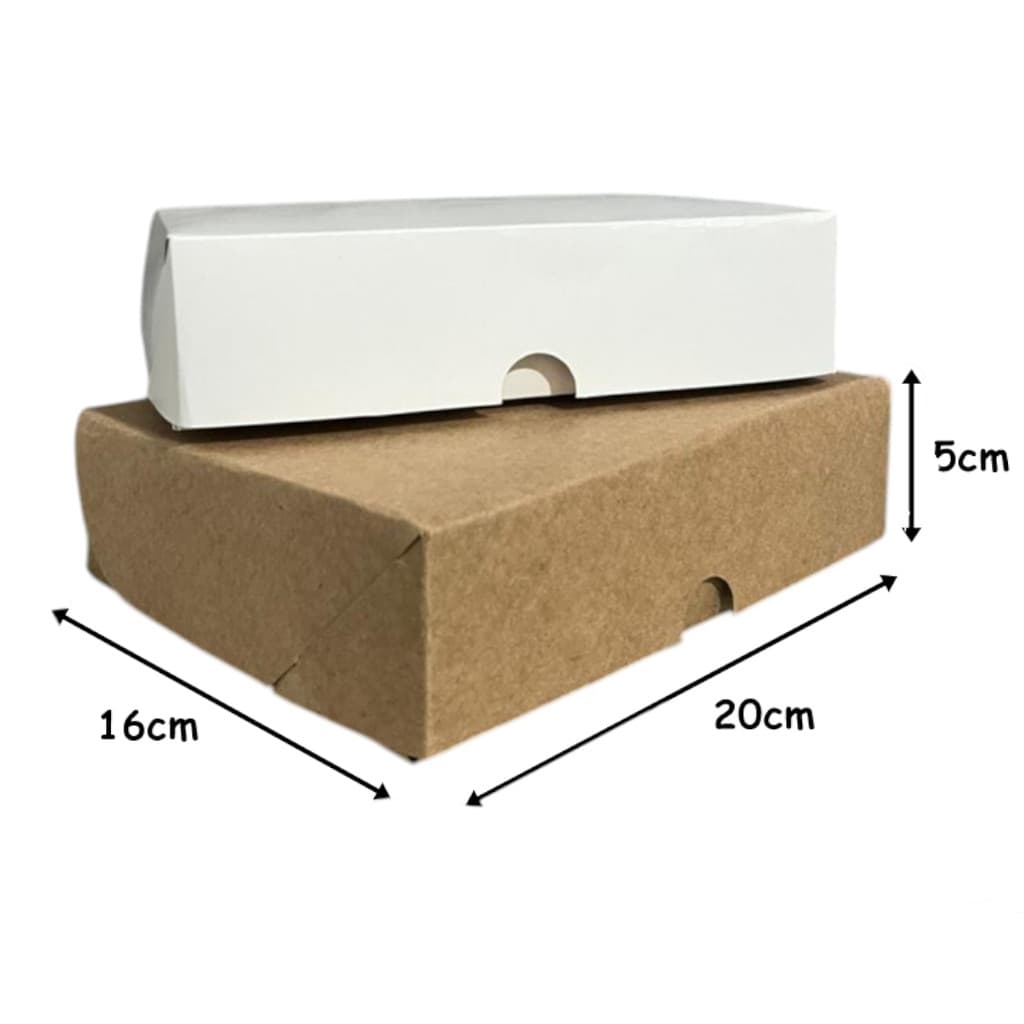 400 Caixas de Papel Duplex Branca e Kraft 20x16x5 Para Delivery Fastfood Doces Restaurante e Festas