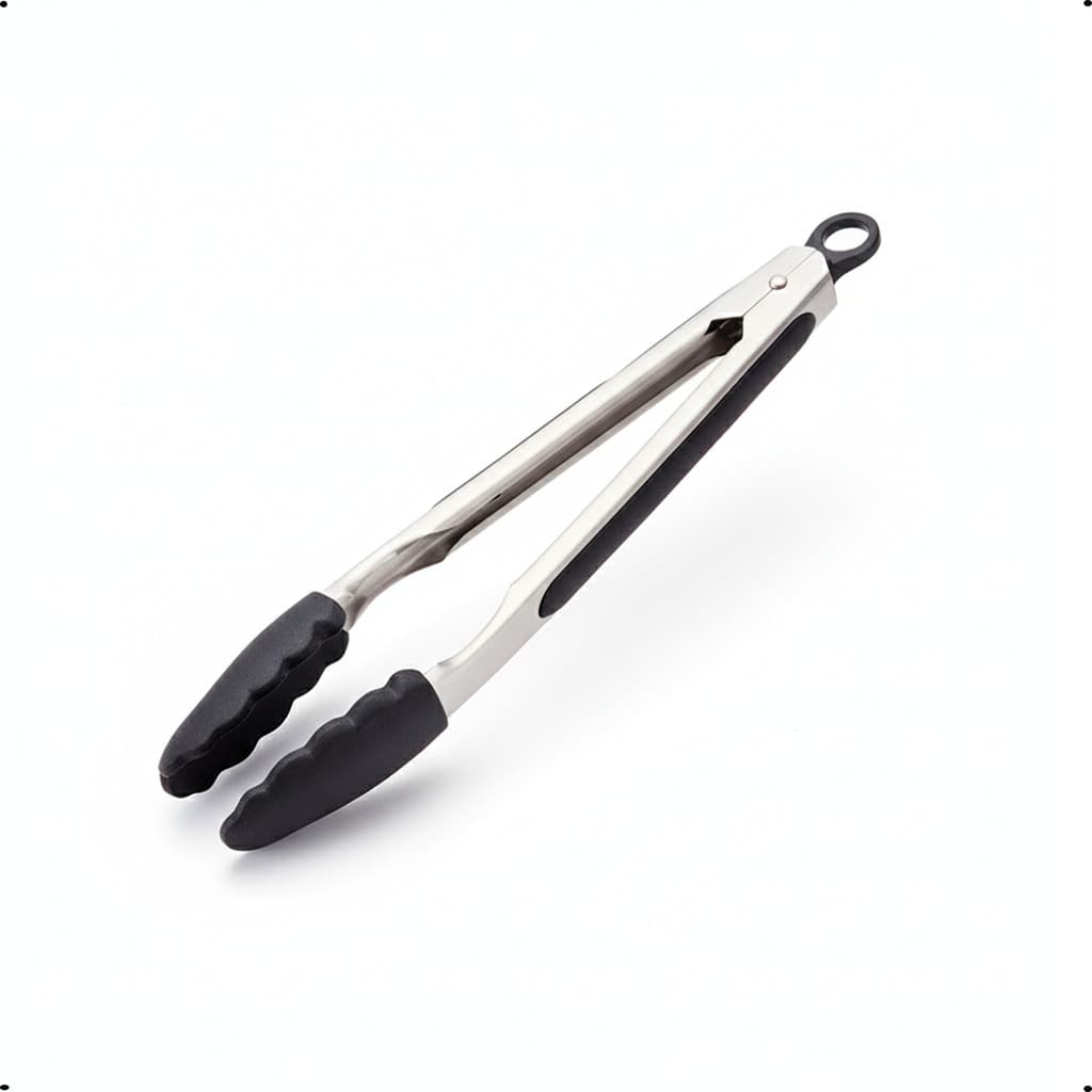 Pegador Multiuso de Salada Carne Churrasco 25 Cm  Inox e Silicone com Trava Multiuso Culinario