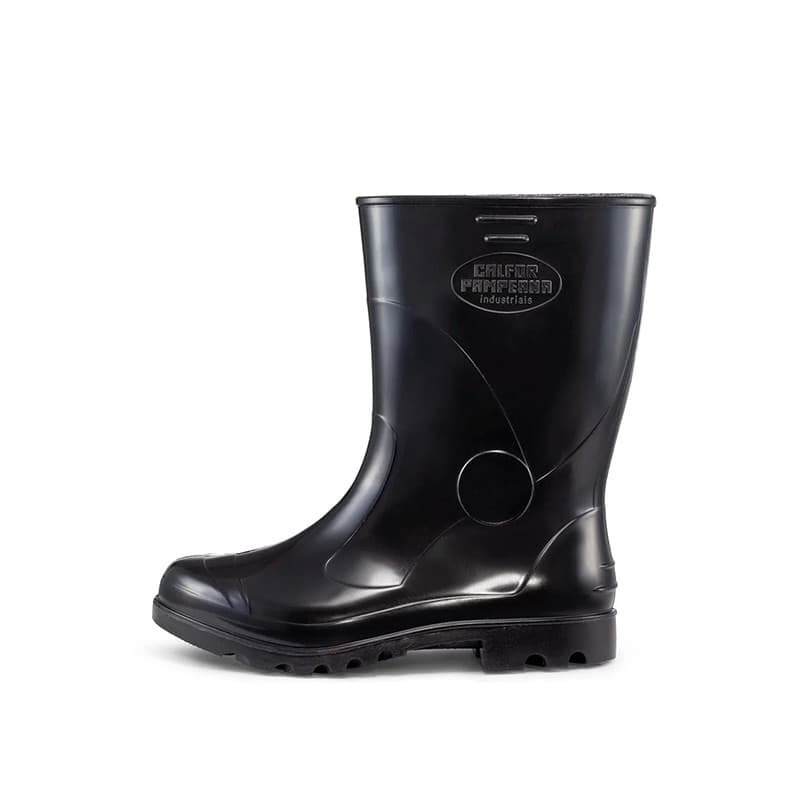 Bota Impermeável em PVC Cano Curto Preta Sem Biqueira CA 37772
