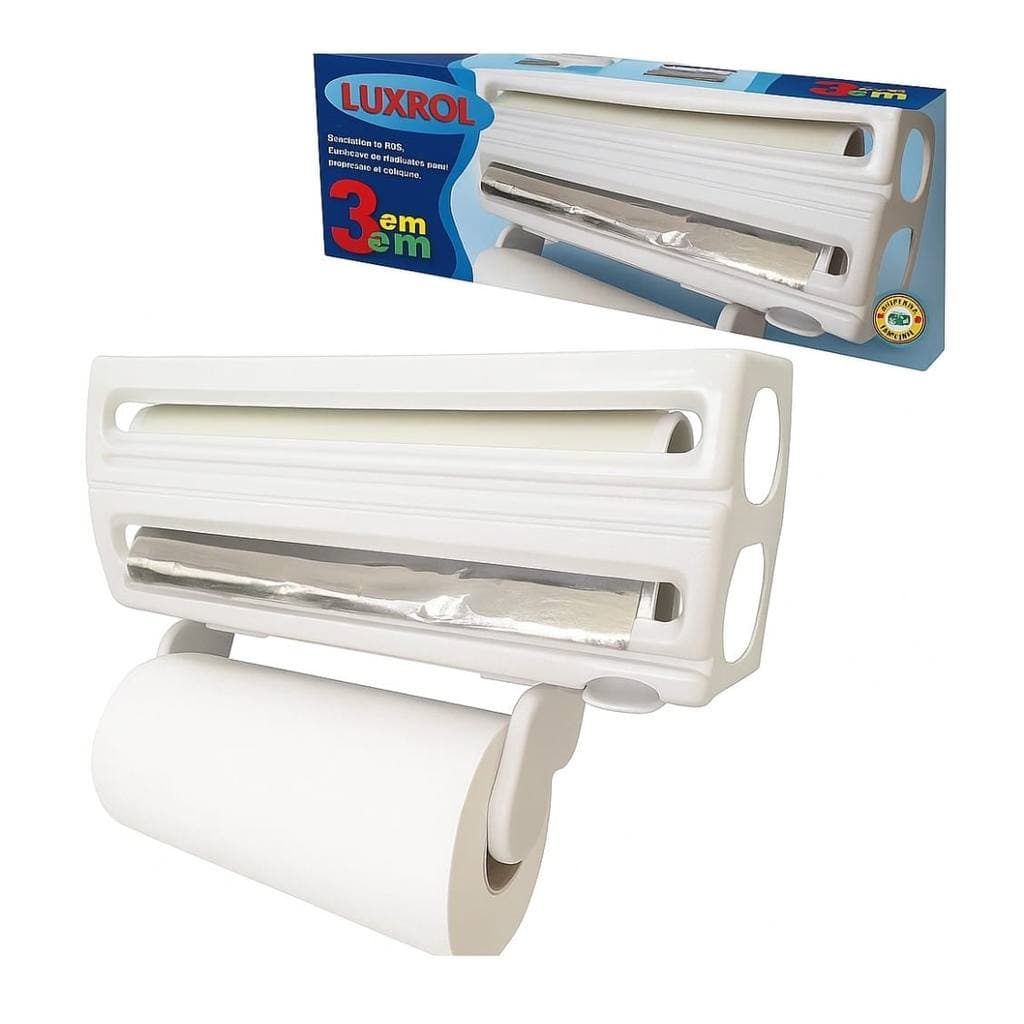 Suporte Porta Rolo Papel Toalha Aluminio E Pvc 3 x 1 Luxrol