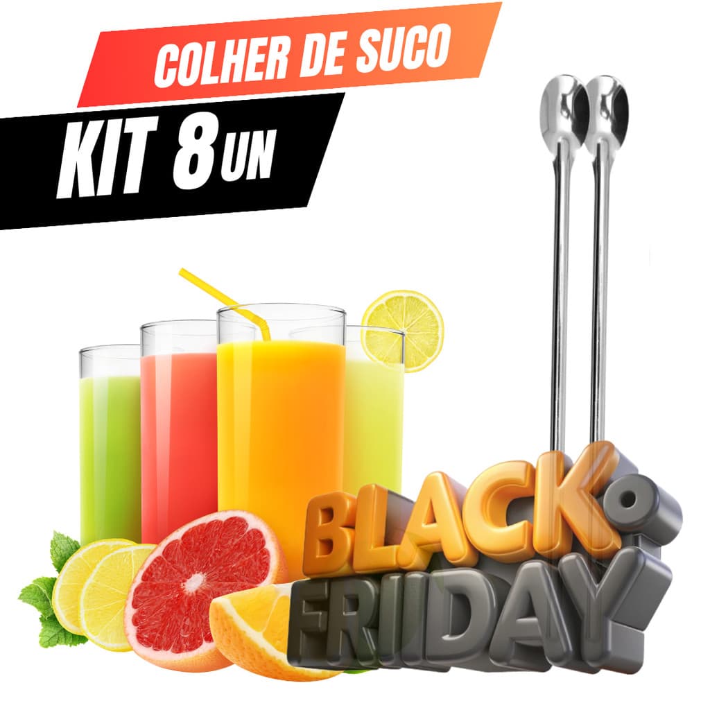 8 Colher de Suco  Bailarina Aço Inox  para Sucos Drinks Bebidas Coquiteis 30 cm PremiumCozinha