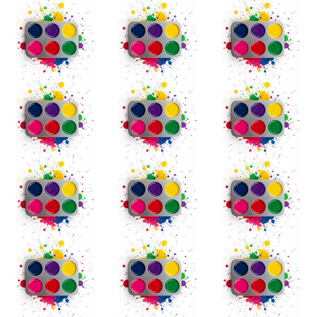 Kit 12 Bandejas De Aluminio Paleta Godê 6 Cavidades Retangular Para Pinturas Tinta Aquarela Escolar Artesanato