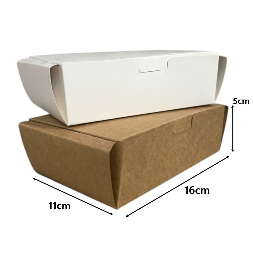 400 Caixas de Papel Duplex Branca e Kraft 16x11x5 Para Delivery Fastfood Doces Restaurante e Festas