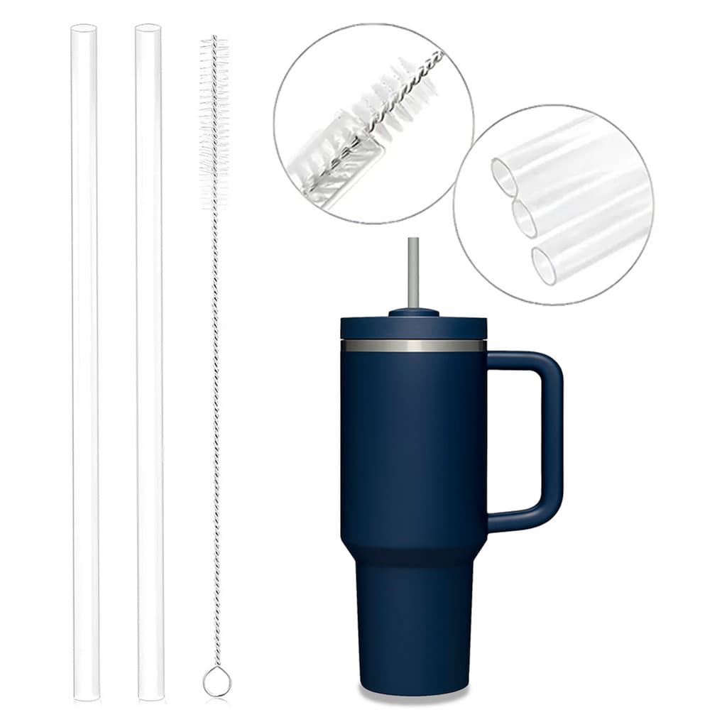 Kit 10 Canudos Reutilizável 30cm Compativel Com Copo Stley + 5 Escova de Limpeza Inox