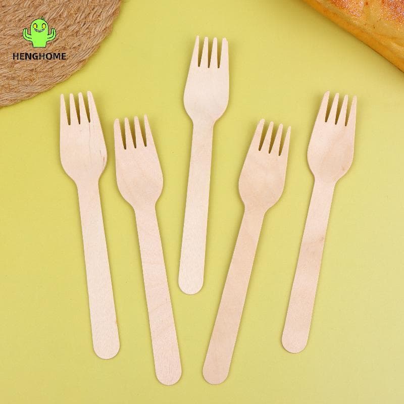 HENGHOME 100 Peças Garfos De Madeira Descartáveis Para Bolo De Sorvete Utensílios De Mesa Ecológicos Perfeitos Eventos D