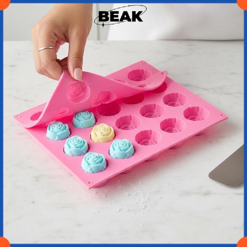 BEAK 15 Cavidade Rosa Molde De Silicone Chocolate Doces DIY Sobremesa Pudim Bolo Decoração Forma Cubo Gelo Fazendo Ferra