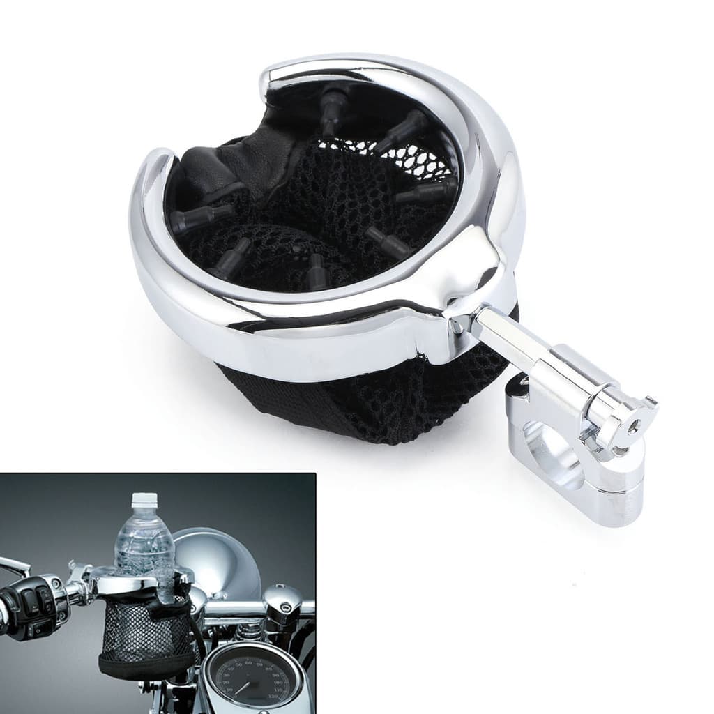 32mm Motocicleta Universal Guiador Beber Garrafa De Água Suporte De Copo Malha Montagem Gaiola Chopper Bobber Personaliz