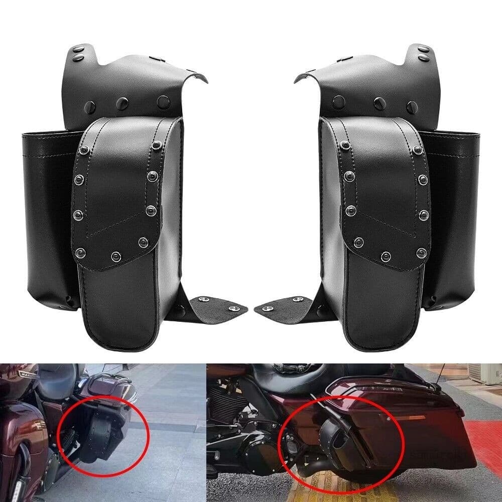 Alforje PU Para Motocicleta , Bolsa Barra De Colisão Com Suporte Garrafa De Água Harley Touring Electra Street Glide 83-