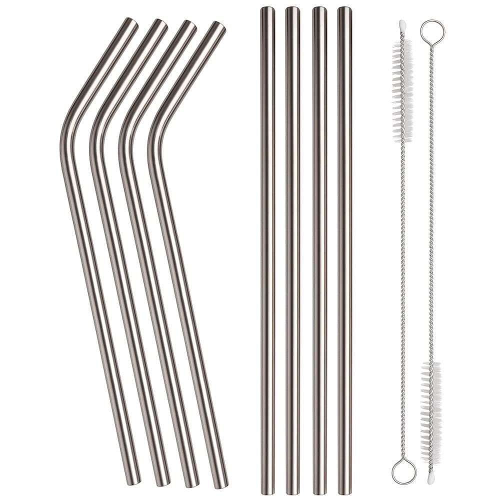 Kit 8 Canudos De Aço Inox Reutilizáveis Sustentável e Prático Com 2 Escovas De Higienização