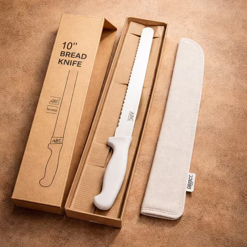 Faca para Pão ABC 10" em Aço Inoxidável - Lâmina Serrilhada Profissional com Capa Protetora