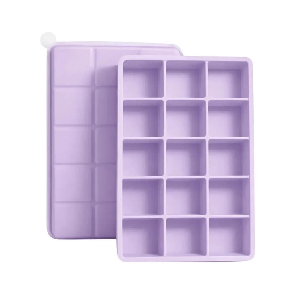 Forma De Gelo Em Silicone C Tampa Forminha 15 Cubos Lilás